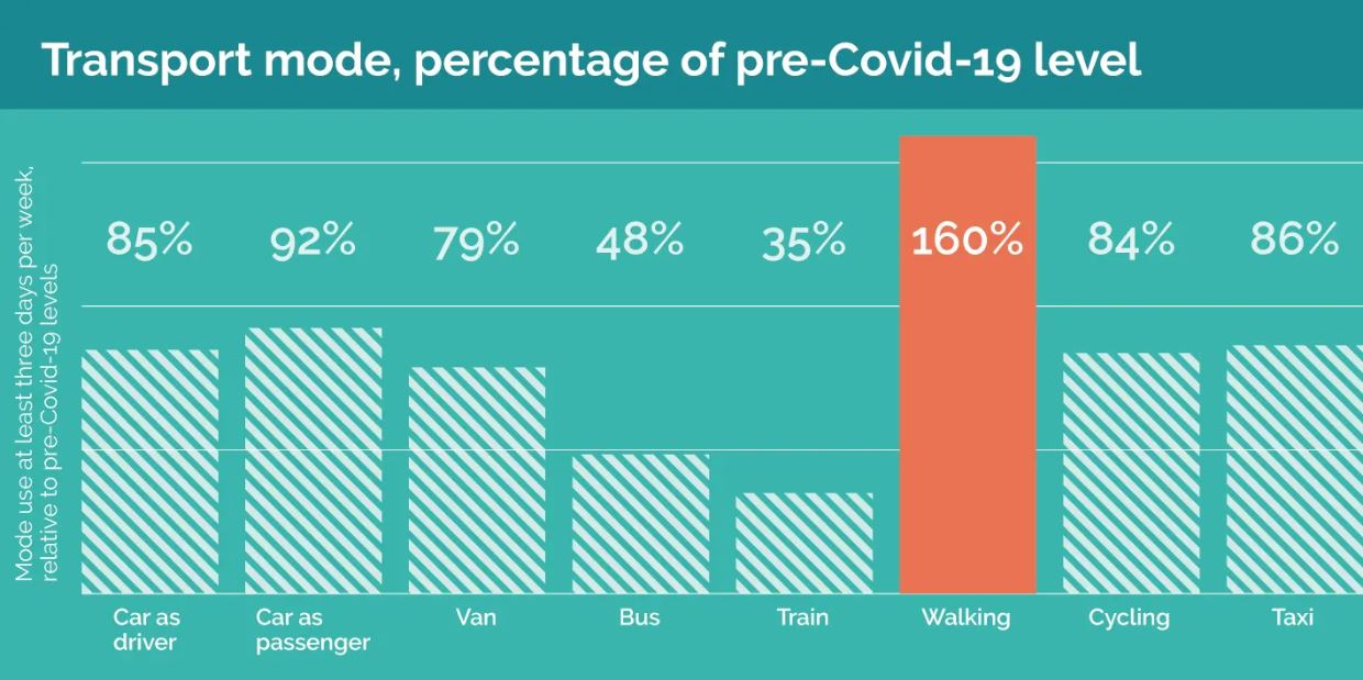 Graphic showing walking statistics
